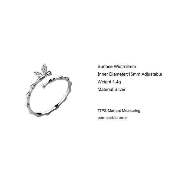 Sterling Silver Diamond Butterfly Adjustable Ring - Picture 8 of 8